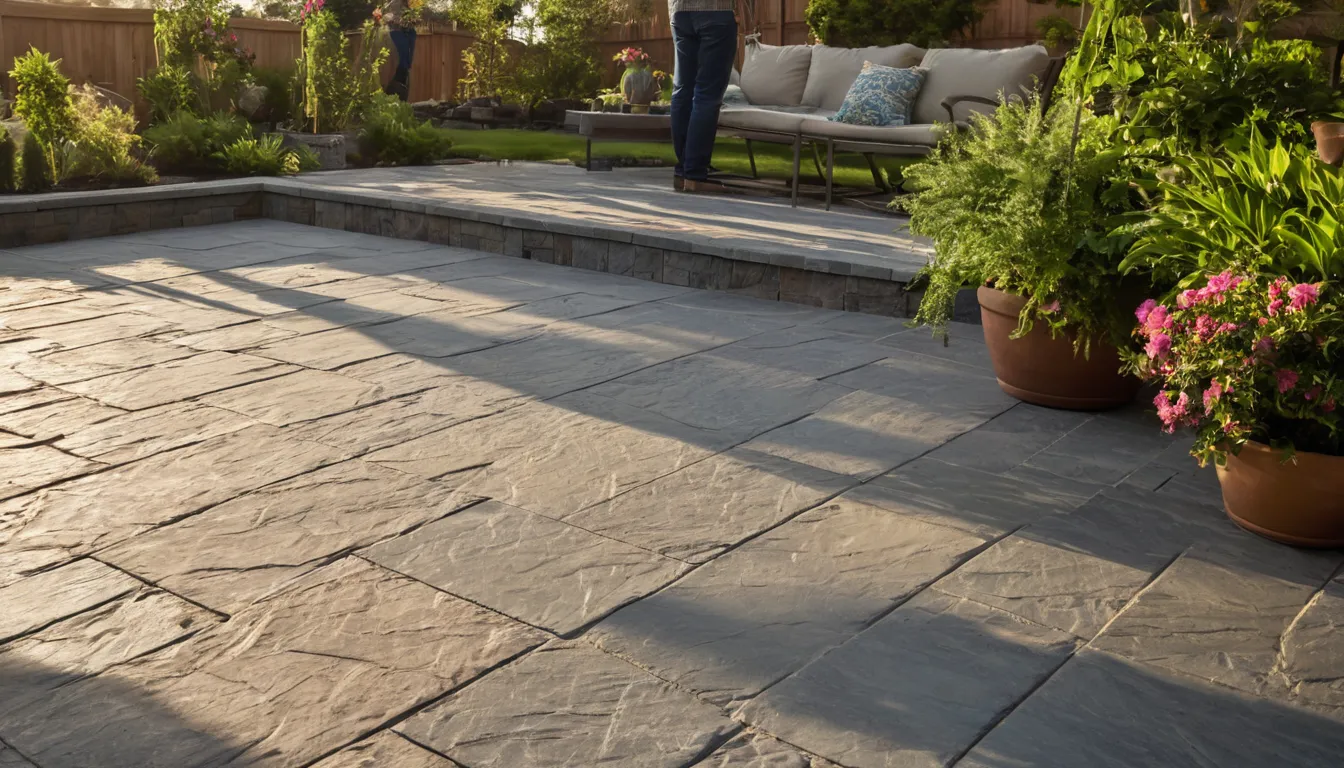 Stamped concrete patio with outdoor seating near Santa Monica