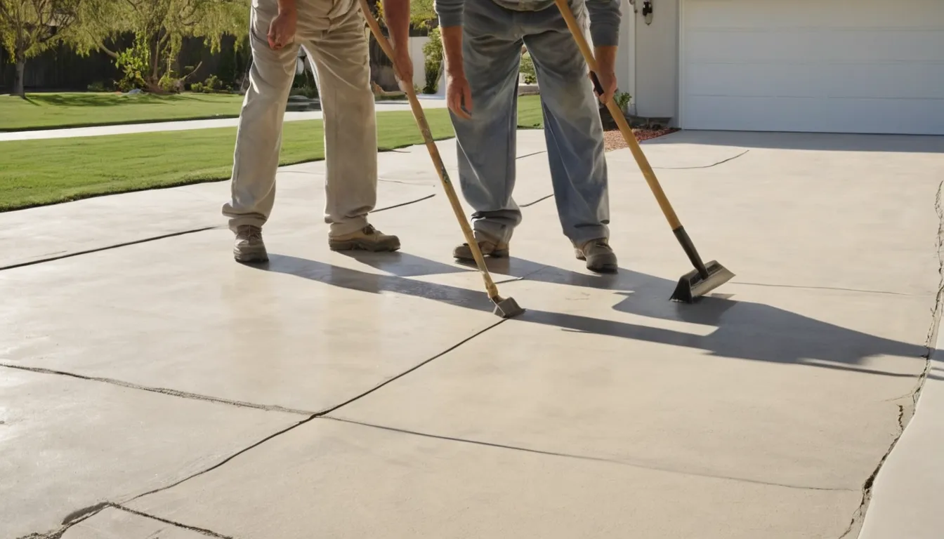A fresh concrete driveway in front of a stucco ranch home in Santa Monica